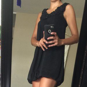 Twenty One Black Dress with Flower Embroidery